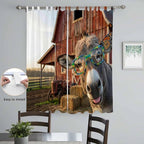 Farm Donkeys Living Room Curtains 96 Inch Length, Window Curtains Tab Top, Farmhouse Barn Funny Animals Butterfly Light Filtering Window Treatments Drapes 52"x96" 2 Panel