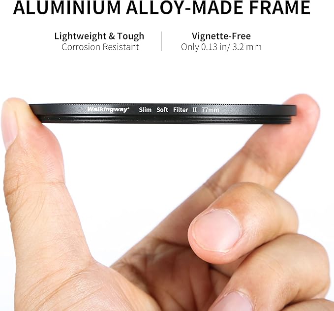 Walking Way 58MM White Pro Mist Diffusion Filter Soft Focus Filter Dreamy Fog Effect Circular Lens Filter Softening Diffuser for Digital DSLR Camera and Video(Medium-Soft 2, 58MM)