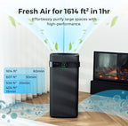 Airdog X5+ Air Purifier for Large Rooms up to 1600 Ft², Smart App Control, Built-In Air Quality Monitor, Washable Filter, TPA Technology 20X More Effective Than HEPA,Black