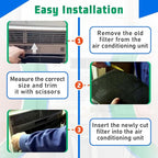 3 Pack Replacement Window Air Conditioner Foam Filter Pad Compatible with FRIEDRICH, GE, HEPA, Next Gen AC Window Unit Purifier, Cut to Fit Washable Reusable Carbon Pad Air Purifier Filters, 1285234