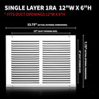 12x6 Vent Cover(Duct Opening Size),Air Return Vent Cover,Flat Vent Cover,Rejillas De Aire Acondicionado para Casa,Return Air Grilles,Outer Dimensions:13.75"W x 7.75"H(12"W x 6"H, Duct Opening)