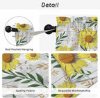 Yellow Daisy Kitchen Curtains, Farmhouse Country Flower Leaf Plant Wood Grain Light Filtering Window Curtain Panels, 2Pcs Rod Pocket Window Treatments Set for RV Dining Room Study Room 42x45 Inches