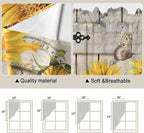Farm Flowers Swag Valances for Windows, Retro Sunflowers Barn Doors Butterfly Wood Board Rod Pocket Kitchen Curtains Valance, Small Window Curtains Swag for Cafe Living Room, 2 Panels, 28x36 inch