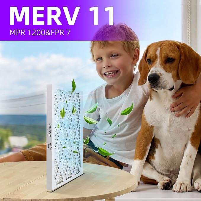 12x24x1 MERV 11 (6-Pack) Pleated Air Filter (Actual Size: 11.75"x23.75"x0.75") MPR 1200 & FPR 7, Furnace Air Filters