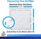 Filter King 24x24x2 Air Filter | 4-PACK | MERV 8 HVAC Pleated A/C Furnace Filters | MADE IN USA | Actual Size: 23.5 x 23.5 x .75"