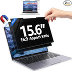 2Pack Magnetic 15.6 Inch Laptop Privacy Screen 16:9 Aspect Ratio, Removable Anti-Blue/Glare Protector Film, Anti Spy Desktop Security Private Filter 15.6in