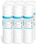 Membrane Solutions 5 Micron 10"x2.5" String Wound Whole House Water Filter Replacement Cartridge Universal Sediment Filters for Well Water - 6 Pack