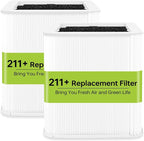211+Replacement Filter Compatible with Blueair Blue Pure 211+ Air Puri-Fier, 2 in 1 Filtration of Particle Dust Pet Dander Filter&Smoke Odor Activated Carbon Filter for Home Bedroom, White, 2 Pack