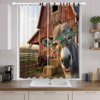 Farm Donkeys Living Room Curtains 96 Inch Length, Window Curtains Tab Top, Farmhouse Barn Funny Animals Butterfly Light Filtering Window Treatments Drapes 52"x96" 2 Panel