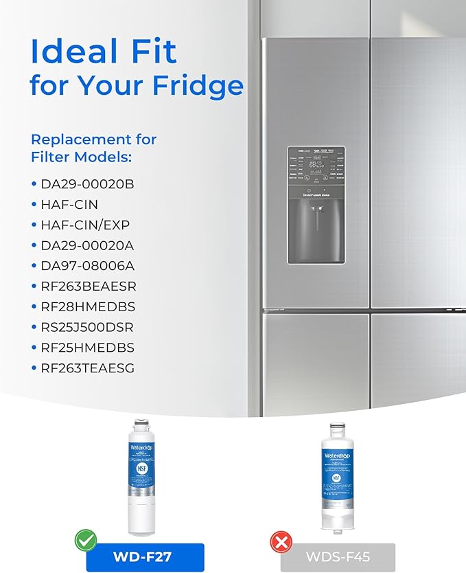 Waterdrop DA29-00020B Refrigerator Water Filter, Replacement for Samsung HAF-CIN/EXP, DA29-00020B-1, Reduce Lead, Benzene, Chlorine, bad Taste and Odor, 4 Filters(Package May Vary)
