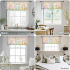 Happy Easter Sheer Valances for Windows 42"x12", Light Filtering Kitchen Curtains Valance, Spring Gnomes Duck Floral Eggs Pink Plaid Rod Pocket Chiffon Curtains for Living Room Bedroom Cafe