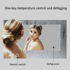 Inner Sand Smart Illuminated LED Bathroom Mirror, Wall Mounted Multifunction Bathroom Vanity Mirror with Dimmable Brightness | Sensor Touch | Demister Pad | Time Temperature(Defog+Dimmable,50x70cm)