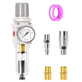 TAILONZ PNEUMATIC 1/4 Inch NPT Automatic Drain Air Filter Pressure Regulator Combo Piggyback, Air Tool Compressor Filter with Gauge AW2000-02D