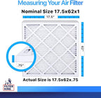 Filter King 17.5x62x1 Air Filter | 4-PACK | MERV 8 HVAC Pleated A/C Furnace Filters | MADE IN USA | Actual Size: 17.5 x 62 x .75"