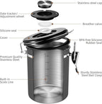 Veken Coffee Canister with Window,Airtight Stainless Steel Kitchen Food Storage Container, Date Tracker & Scoop for Grounds Coffee, Beans, Tea, Flour, Cereal,Sugar,22OZ,Grey