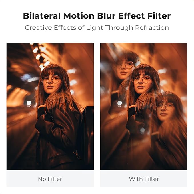K&F CONCEPT 77mm Bilateral Blur Ghost Motion Filter Super Speed Effects for Camera Lens Clear Optical Glass with Cleaning Cloth