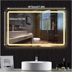 Smart Lighted Bathroom Mirror for Wall，Bathroom Mirror with LED Lights，Lighted Bathroom Makeup，Waterproof，Shatterproof，with Touch Sensor/Dimming/Demister pad(H50*W70cm/H19.7*W27.6IN)