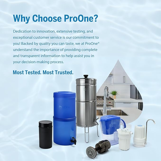 ProOne 9-Inch Gravity Water Filter Replacement G-Series 4-Pack - Universally Compatible with Gravity Water Filter Systems - NSF/ANSI Certified to Reduce Lead, Reduce Microplastics, & Total PFAS
