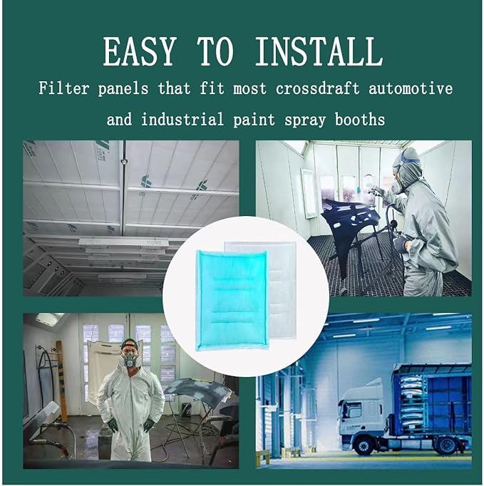 AUC Paint Booth Tacky Intake Filter Pad Series 55, 16" x 20" (20/case) Spray Booth Intake Filter with Internal Wire Support Frame