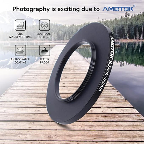 30.5mm Lens to 58mm Camera Lens Adapter,30.5mm to 58mm Filter Step up Ring Adapter Ring,Compatible All 58mm Filter Accessory