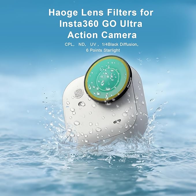 Haoge Filter Set for Insta360 GO Ultra,Includes CPL, Black Diffusion 1/4, ND8,and Screen Protector, GO Ultra Accessories, HD Optical Glass/Multi-Coated