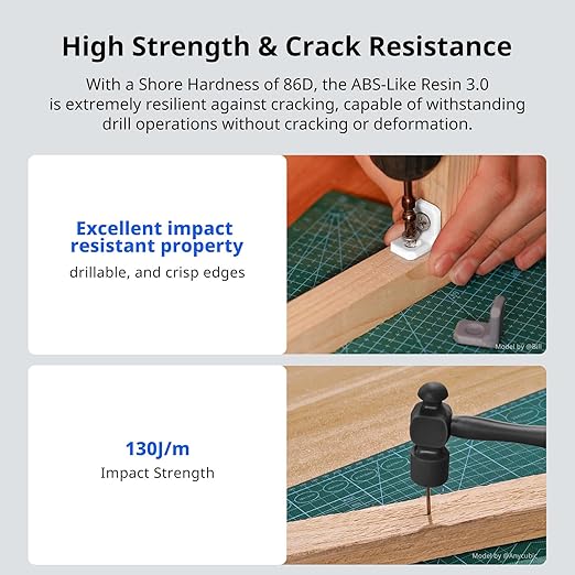 ANYCUBIC ABS-Like Resin 3.0, 3D Printer Resin with Enhanced Strength and Toughness, High Precision and Minimal Shrinkage, Wide Compatibility for All LCD Resin 3D Printers (Grey, 4kg)