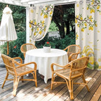 Summer Outdoor Curtains for Patio Lemon Gnome Leaf Linen Texture Waterproof Outside Curtains with Grommet Top Weatherproof Curtain for Cabana Pergola Gazebo, 2 Pack, 54" W x 108" L
