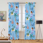 2 Panel Kitchen Cafe Curtains, Desert Landscape Sunlight Filtering Nature Air Through, Home Decor Window Covering Tier Curtains for Living Room 80W x 84L inch Cute Camels Palm Trees Houses Leaves Blue