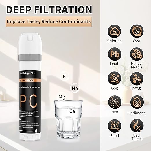 Under Sink Water Filter System with Brushed Nickel Faucet, NSF/ANSI 42&53 Anti-Clogged Pleated Filter Quick Change EZ Install, Reduce PFAS/Lead/Chlorine/Sediment, 8K Gallons Long-Lasting