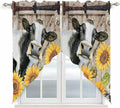Retro Farmhouse Flower Swag Valances for Windows, Yellow Sunflowers Cow Barn Doors Brown Rod Pocket Kitchen Curtains Valance, Kitchen Window Curtains Swag for Cafe Living Room, 2 Panels, 36x63 inch