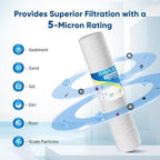 PUREPLUS 5 Micron 4.5" x 20" Whole House String Wound Sediment Filter for Well Water, Replacement Cartridge for Pentair Pentek WP5BB20P/WP25BB20P, Hydronix SWC-45-2005, SpiroPure SP-WP5-20BB, 2Pack