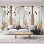 Easter Window Curtains 72 Inch Long 2 Panel Set,Rod Pocket Long Curtains & Drapes,Spring Farmhouse Watercolor Bunny Eggs Wood Grain Light Filtering Window Treatment for Bedroom Living Room 52"W x 72"L