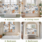 Navy Blue Pumpkin Fall Kitchen Curtains 54 Inch Long 2 Panel Set,Rod Pocket Window Curtains Panels,Thanksgiving Maple Leaves Branches Light Filtering Privacy Draperies for Bedroom Laundry 42"W x 54"L