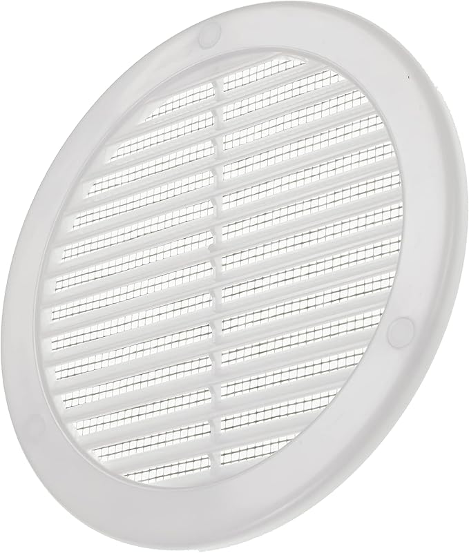 Vent Systems 6" Inch (Opening Dimensions) - Pack of 5 - White Soffit Vent Cover - Plastic Round Air Vent Grille - Built-in Mesh Screen - HVAC Register Louver for Bathroom, Home, Kitchen