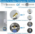 Refrigerator Water Line Kit Connection and 1/4 Compression Ice Maker Installation Kit,1/4" OD Tubing with Quick Connect for Fridge IceMaker Reverse Osmosis RO Systems Water Filters Faucet 25ft