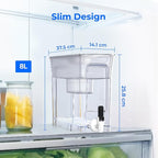Waterdrop 35-Cup Slim Water Filter Dispenser, Large Capacity, 200-Gallon Long-Life, Faster Filtration, Reduces Chlorine, PFOA/PFOS and More, BPA Free, White (with 1 Filter)