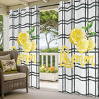 Lemon Outdoor Curtains for Patio Lemon Leaves Summer Plaid Buffalo Waterproof Outside Curtains with Grommet Top Weatherproof Curtain for Cabana Pergola Gazebo, 2 Pack, 54" W x 95" L