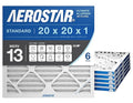 Aerostar 20x20x1 MERV 13 Air Filter, 6 Count, ACTUAL SIZE (19.75 x 19.75 x 0.75), HVAC, Air Conditioning & Furnace Filter for Allergies, Dust, Pet Dander & Smoke (MPR 1500 / FPR 10), Made in USA