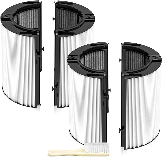 360 Combi Glass HEPA + Carbon Filter Replacement for Dyson HP1 TP09 TP07 TP06 TP04 TP10 TP7A HP04 HP06 HP07 HP09 HP10 HP4A HP7A PH01 PH02 PH03 PH04 PH3A DP04 PC1 Air Purifier, 2 Pack, Black