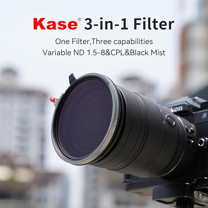 Kase 72mm Variable ND1.5-8 & CPL & Black Mist 3 in 1 Filter with 36 Multi-Coatings, Essential for Landscape & Vlog, Compatible with Canon Sony Nikon