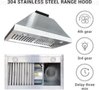 CHETTO C Stainless Steel Range Hood Cover with 4-Speed Vent Hood Insert Custom Handcrafted Metal Kitchen Fan with Towel Rack LED Light 30"W x21"D x27"H White Wall Mount