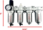 4 STAGE HIGH DUTY INDUSTRIAL GRADE ULTRA CLEAN FILTER REGULATOR COALESCING DESICCANT DRYERS SYSTEM FOR COMPRESSED AIR LINES METAL BOWLS GREAT FOR PAINT SPRAY AND PLASMA CUTTER (1/4"NPT MANUAL DRAIN)