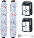 Lemige 2 Pack Multi-Surface Brush Roll 1868 + 2 Pack Vacuum Filter 1866 for Bissell CrossWave 2306A 1785A 3888A Vacuum Cleaner, Compare to Part # 1608683, 160-8683, 1608684