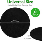 12 Pack Charcoal Filters for Compost Bucket, 6.7 Inch Compost Filters for Countertop Bin, Activated Carbon Replacement Filters for Kitchen Compost Bins, Home Bucket Compost Bin Refill, Round (12)