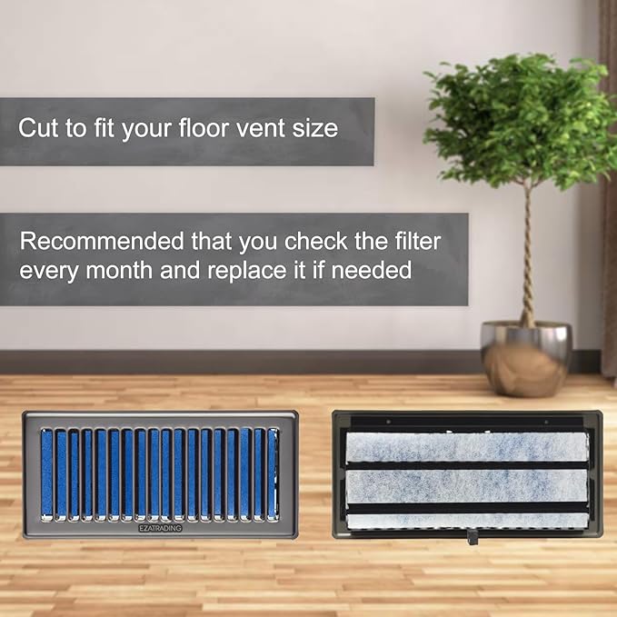 Premium Air Vent Polyester Filter Roll MERV 8 HVAC Furnace Filters Cut to Fit for Floor Registers, RV, AC, Ceiling, Grilles and Wall HVAC Furnace Vents (12" x 45")