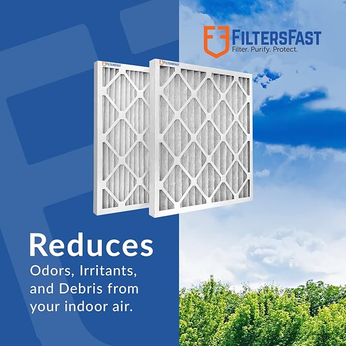 Filters Fast 12x24x1 Air Filter MERV 8, 1" AC Furnace Air Filters, Made in the USA, Actual Size: 11.75"x23.75x0.75, 6 Pack
