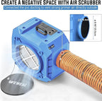 Commercial Air Scrubber with 3-Stage Filtration, Stackable Negative Air Machine with HEPA & MERV-10 & Carbon Filters - Heavy Duty Air Purifier for Industrial and Home