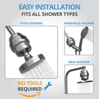 weAQUA Heavy Duty Shower Filter Jumbo 3 PACK – 99% Removal for Hard Water, Chlorine, Fluoride, Heavy Metals, Micro-life, Organics and More (Chrome)