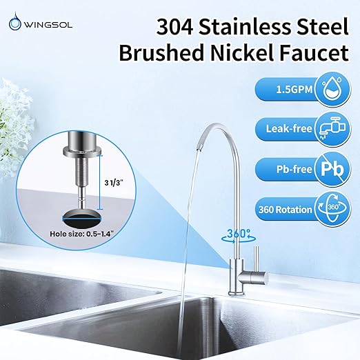 Water Filter for Sink with Faucet, Reduce Heavy Metals/Chlorine/PFAS/PFOA/PFOS/Odor/Sediment, NSF/ANSI 42&53 Improve Taste, EZ Change Life Indication Mineral pH+ Under Sink Water Filter -Jumbo