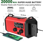 Emergency Radio NOAA Weather Radio Hand Crank & Solar Charging 20000mAh/74000mWh Rechargeable Battery Built-in Flashlight Reading Light & SOS AM/FM & Portable for Camping & Emergencies